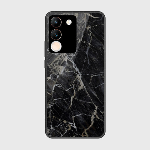 vivo V29e Cover- Black Marble Series - HQ Ultra Shine Premium Infinity Glass Soft Silicon Borders Case (Fast Delivery)