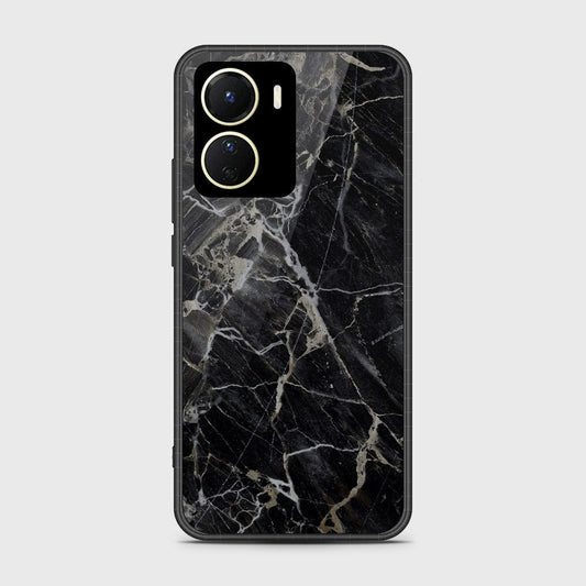 Vivo Y16 Cover- Black Marble Series - HQ Ultra Shine Premium Infinity Glass Soft Silicon Borders Case (Fast Delivery)