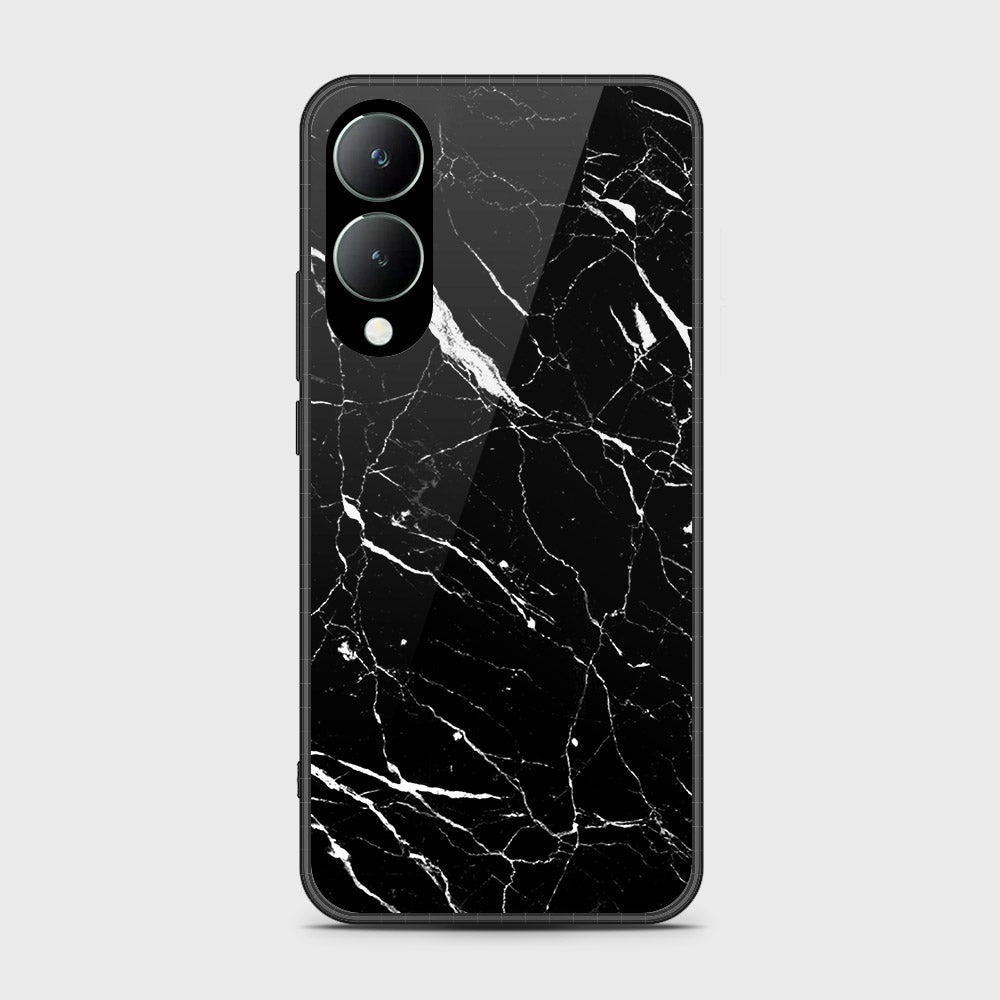 Vivo Y17s Cover- Black Marble Series - HQ Ultra Shine Premium Infinity Glass Soft Silicon Borders Case (Fast Delivery)