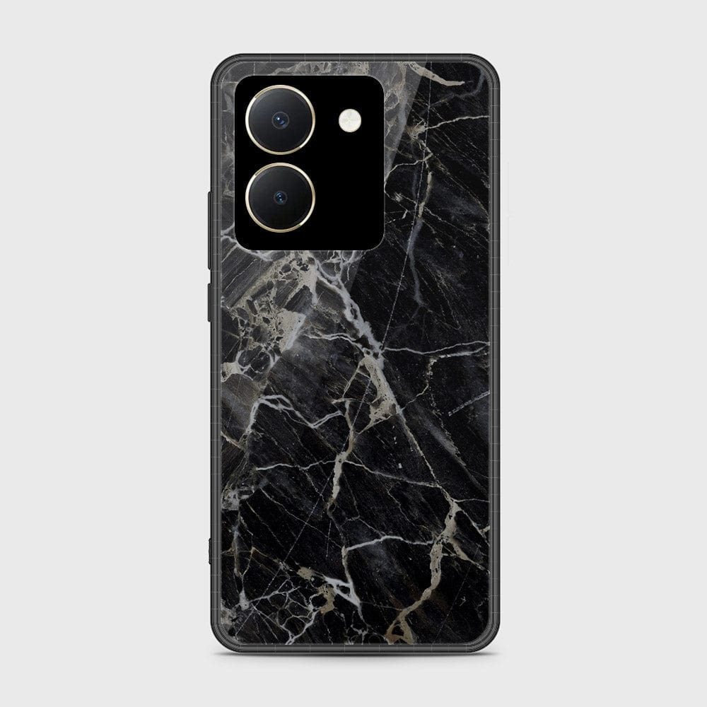 Vivo Y27s Cover- Black Marble Series - HQ Ultra Shine Premium Infinity Glass Soft Silicon Borders Case (Fast Delivery)