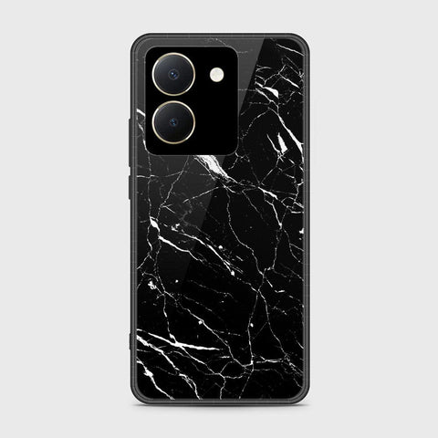Vivo Y27s Cover- Black Marble Series - HQ Ultra Shine Premium Infinity Glass Soft Silicon Borders Case (Fast Delivery)