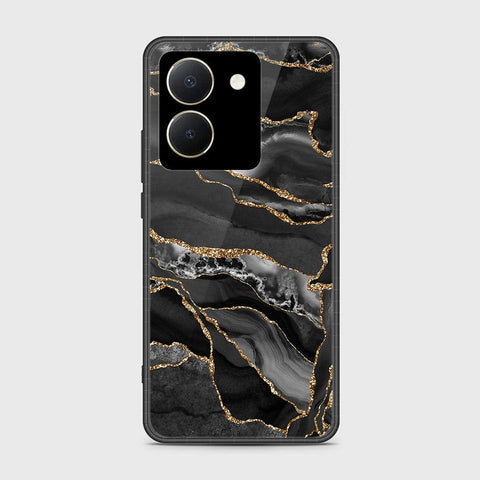 Vivo Y27s Cover- Black Marble Series - HQ Ultra Shine Premium Infinity Glass Soft Silicon Borders Case (Fast Delivery)