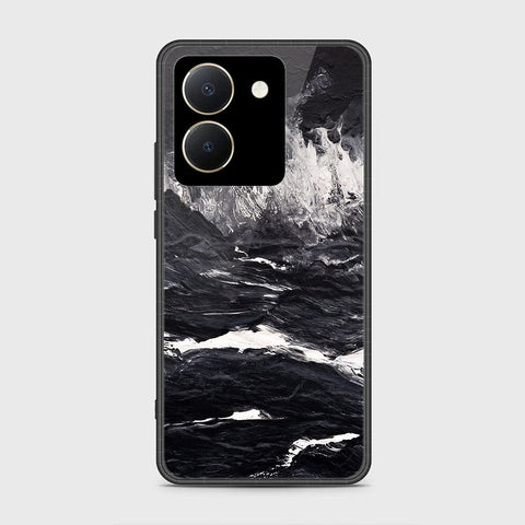 Vivo Y27s Cover- Black Marble Series - HQ Ultra Shine Premium Infinity Glass Soft Silicon Borders Case (Fast Delivery)