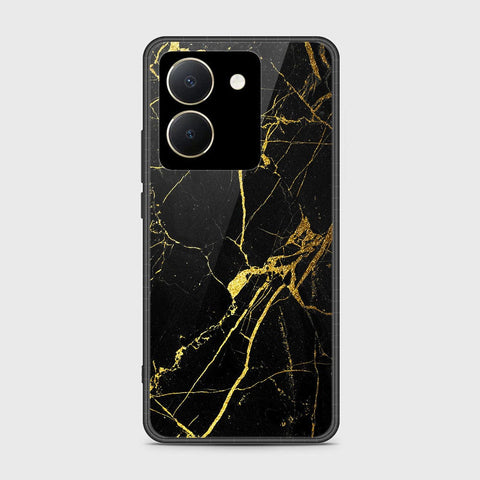 Vivo Y27s Cover- Black Marble Series - HQ Ultra Shine Premium Infinity Glass Soft Silicon Borders Case (Fast Delivery)