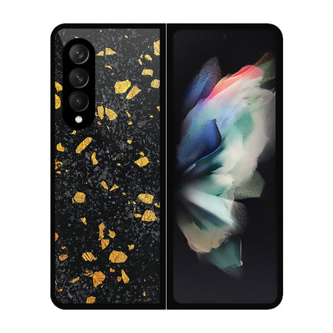 Samsung Galaxy Z Fold 3 5G Cover- Black Marble Series - HQ Premium Shine Durable Shatterproof Case - Soft Silicon Borders (Fast Delivery)
