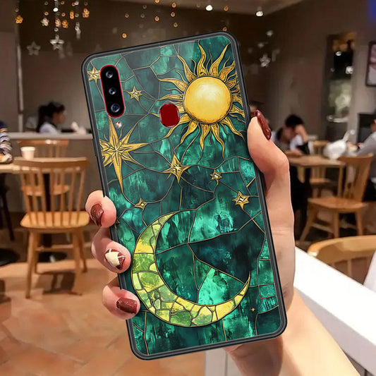 Samsung Galaxy A20s Cover - Celestial Starry Universe Series - HQ Ultra Shine Premium Infinity Glass Soft Silicon Borders Case