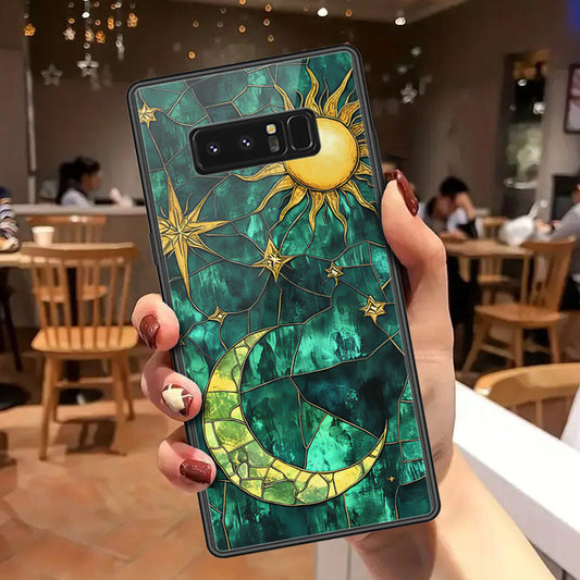 Samsung Galaxy Note 8 Cover - Celestial Starry Universe Series - HQ Ultra Shine Premium Infinity Glass Soft Silicon Borders Case