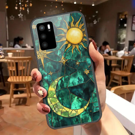 Oppo A16 Cover - Celestial Starry Universe Series - HQ Ultra Shine Premium Infinity Glass Soft Silicon Borders Case