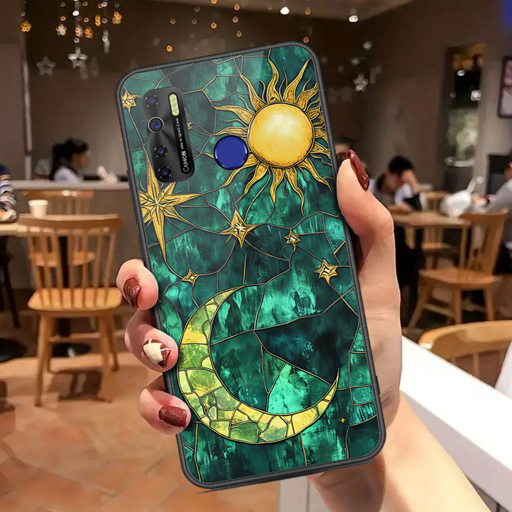 Tecno Camon 15 Cover - Celestial Starry Universe Series - HQ Ultra Shine Premium Infinity Glass Soft Silicon Borders Case