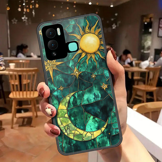 Infinix Hot 12 Play Cover - Celestial Starry Universe Series - HQ Ultra Shine Premium Infinity Glass Soft Silicon Borders Case