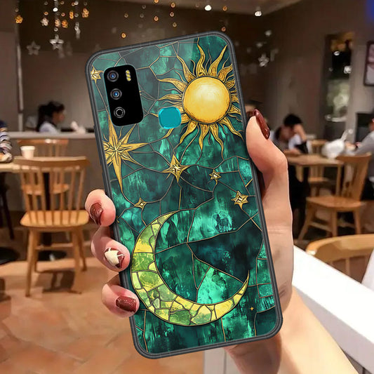 Infinix Hot 9 Play Cover - Celestial Starry Universe Series - HQ Ultra Shine Premium Infinity Glass Soft Silicon Borders Case