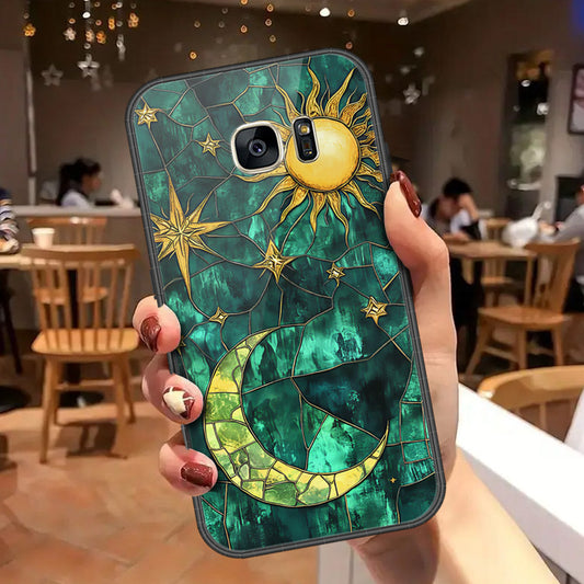 Samsung Galaxy S7 Cover - Celestial Starry Universe Series - HQ Ultra Shine Premium Infinity Glass Soft Silicon Borders Case