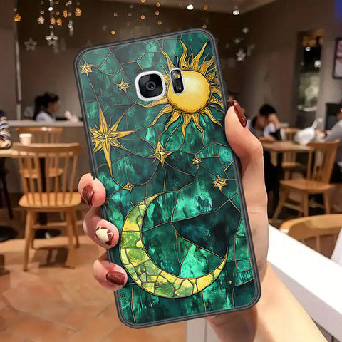 Samsung Galaxy S7 Edge Cover - Celestial Starry Universe Series - HQ Ultra Shine Premium Infinity Glass Soft Silicon Borders Case