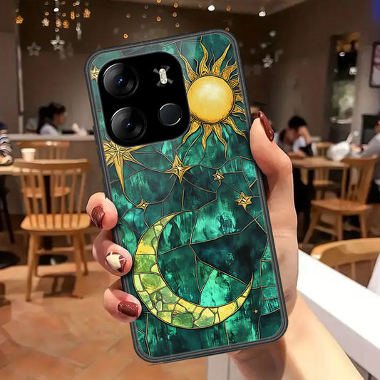 Infinix Smart 7 Cover - Celestial Starry Universe Series - HQ Ultra Shine Premium Infinity Glass Soft Silicon Borders Case