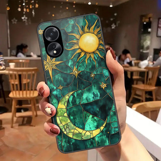 Oppo A38 Cover - Celestial Starry Universe Series - HQ Ultra Shine Premium Infinity Glass Soft Silicon Borders Case