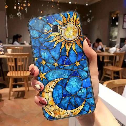 Samsung Galaxy J7 2015 Cover - Celestial Starry Universe Series - HQ Ultra Shine Premium Infinity Glass Soft Silicon Borders Case