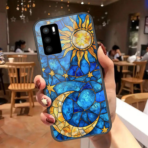 Oppo A16 Cover - Celestial Starry Universe Series - HQ Ultra Shine Premium Infinity Glass Soft Silicon Borders Case