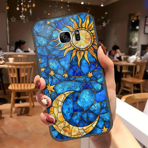 Samsung Galaxy S7 Cover - Celestial Starry Universe Series - HQ Ultra Shine Premium Infinity Glass Soft Silicon Borders Case