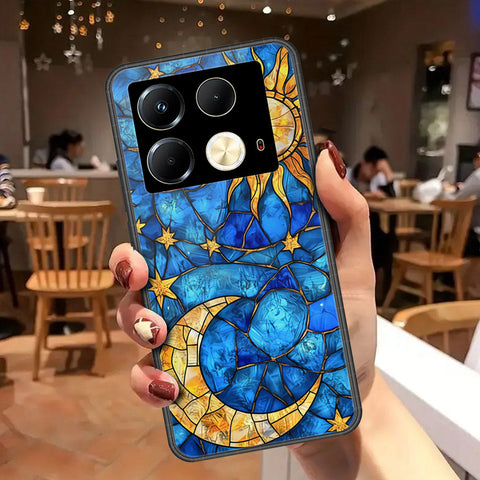 Infinix Note 40 Cover - Celestial Starry Universe Series - HQ Ultra Shine Premium Infinity Glass Soft Silicon Borders Case
