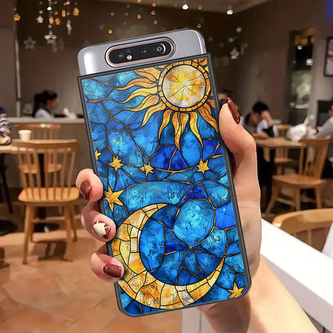 Samsung Galaxy A80 Cover - Celestial Starry Universe Series - HQ Ultra Shine Premium Infinity Glass Soft Silicon Borders Case