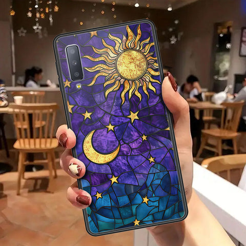 Samsung Galaxy A7 2018 Cover - Celestial Starry Universe Series - HQ Ultra Shine Premium Infinity Glass Soft Silicon Borders Case