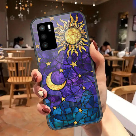 Oppo A16 Cover - Celestial Starry Universe Series - HQ Ultra Shine Premium Infinity Glass Soft Silicon Borders Case