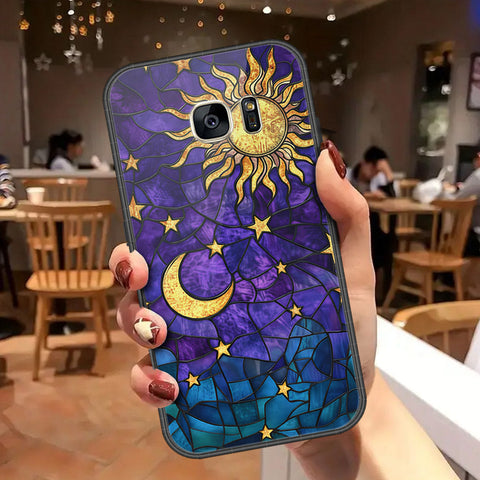 Samsung Galaxy S7 Cover - Celestial Starry Universe Series - HQ Ultra Shine Premium Infinity Glass Soft Silicon Borders Case