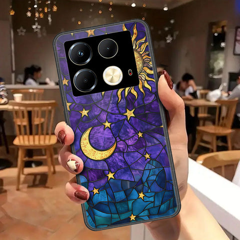 Infinix Note 40 Cover - Celestial Starry Universe Series - HQ Ultra Shine Premium Infinity Glass Soft Silicon Borders Case