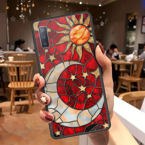 Samsung Galaxy A7 2018 Cover - Celestial Starry Universe Series - HQ Ultra Shine Premium Infinity Glass Soft Silicon Borders Case