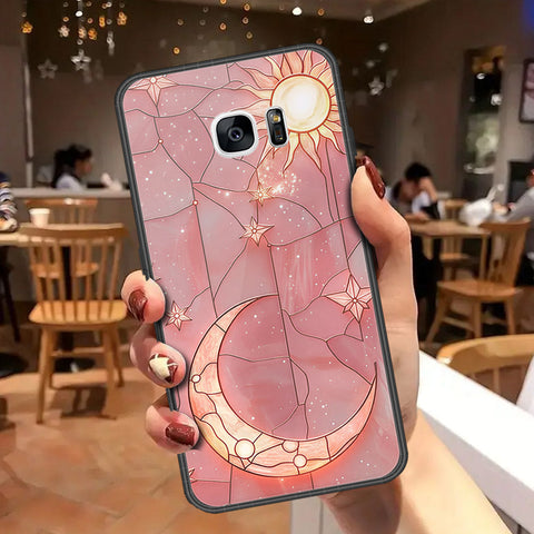 Samsung Galaxy S7 Edge Cover - Celestial Starry Universe Series - HQ Ultra Shine Premium Infinity Glass Soft Silicon Borders Case