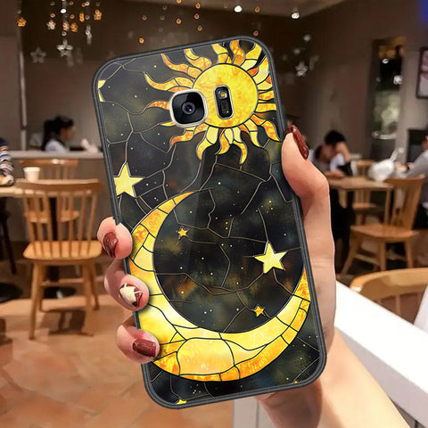 Samsung Galaxy S7 Cover - Celestial Starry Universe Series - HQ Ultra Shine Premium Infinity Glass Soft Silicon Borders Case