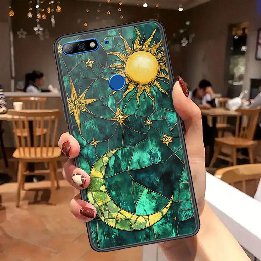Huawei Y7 2018 Cover - Celestial Starry Universe Series  - HQ Ultra Shine Premium Infinity Glass Soft Silicon Borders Case