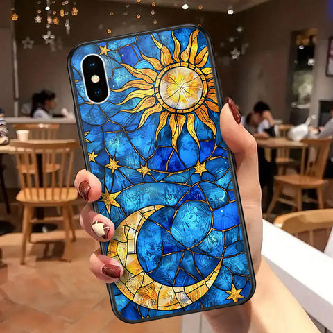 iPhone XS / X - Celestial Starry Universe Series - HQ Ultra Shine Premium Infinity Glass Soft Silicon Borders Case