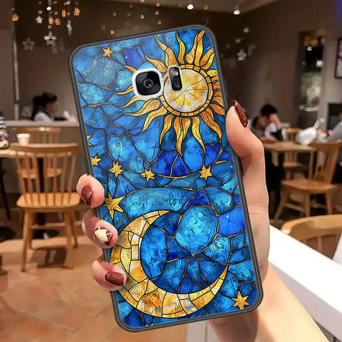 Samsung Galaxy S7 Edge Cover - Celestial Starry Universe Series  - HQ Ultra Shine Premium Infinity Glass Soft Silicon Borders Case