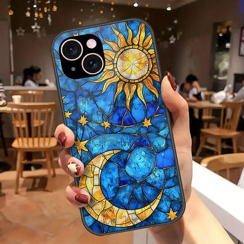 iPhone 15 Cover - Celestial Starry Universe Series - HQ Ultra Shine Premium Infinity Glass Soft Silicon Borders Case