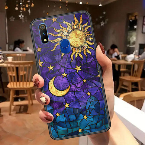 Realme 3 Pro Cover - Celestial Starry Universe Series  - HQ Ultra Shine Premium Infinity Glass Soft Silicon Borders Case