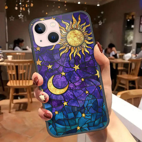 iPhone 14 - Celestial Starry Universe Series - HQ Ultra Shine Premium Infinity Glass Soft Silicon Borders Case