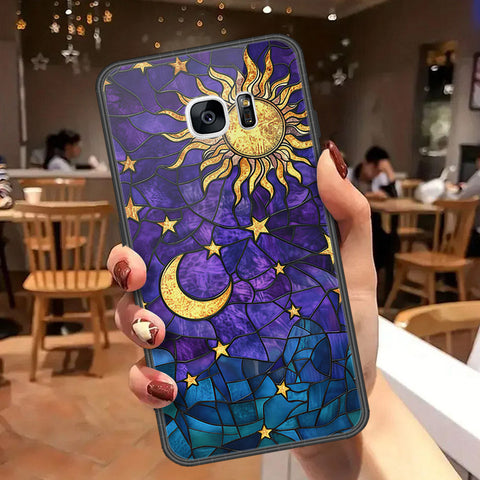 Samsung Galaxy S7 Edge Cover - Celestial Starry Universe Series  - HQ Ultra Shine Premium Infinity Glass Soft Silicon Borders Case