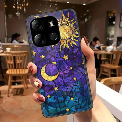 Tecno Pop 7 Cover - Celestial Starry Universe Series  - HQ Ultra Shine Premium Infinity Glass Soft Silicon Borders Case
