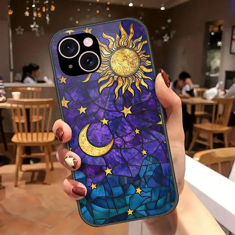 iPhone 15 Cover - Celestial Starry Universe Series - HQ Ultra Shine Premium Infinity Glass Soft Silicon Borders Case