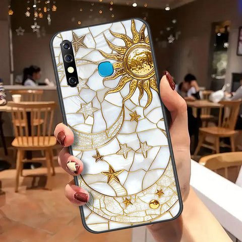 Infinix Hot 8 Cover - Celestial Starry Universe Series - HQ Ultra Shine Premium Infinity Glass Soft Silicon Borders Case