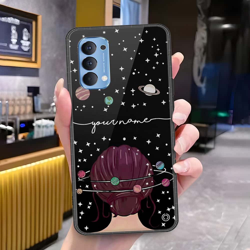 Oppo Reno 4 Cover - Onation Your Name Series - HQ Ultra Shine Premium Infinity Glass Soft Silicon Borders Case
