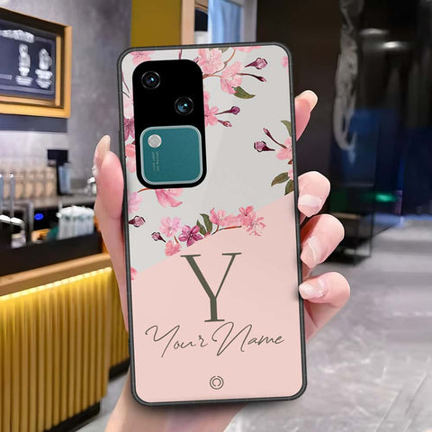 Vivo V30 Cover - Onation Your Name Series - HQ Ultra Shine Premium Infinity Glass Soft Silicon Borders Case