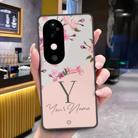 Vivo V40 Cover - Onation Your Name Series - HQ Ultra Shine Premium Infinity Glass Soft Silicon Borders Case