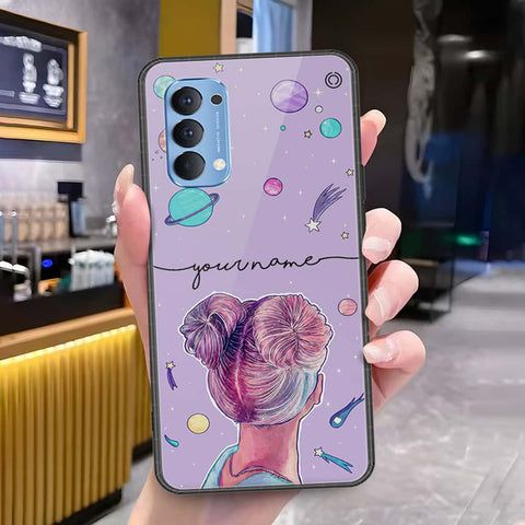 Oppo Reno 4 Cover - Onation Your Name Series - HQ Ultra Shine Premium Infinity Glass Soft Silicon Borders Case
