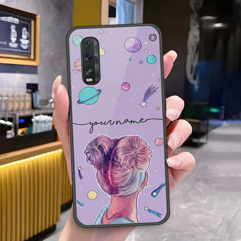 Oppo Find X2 Cover - Onation Your Name Series - HQ Ultra Shine Premium Infinity Glass Soft Silicon Borders Case