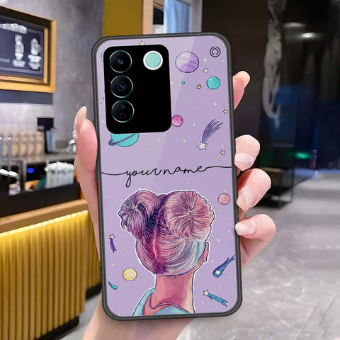 Vivo V27e Cover - Onation Your Name Series - HQ Ultra Shine Premium Infinity Glass Soft Silicon Borders Case