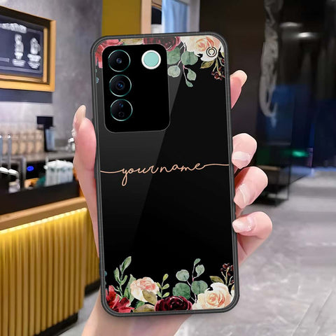 Vivo V27e Cover - Onation Your Name Series - HQ Ultra Shine Premium Infinity Glass Soft Silicon Borders Case