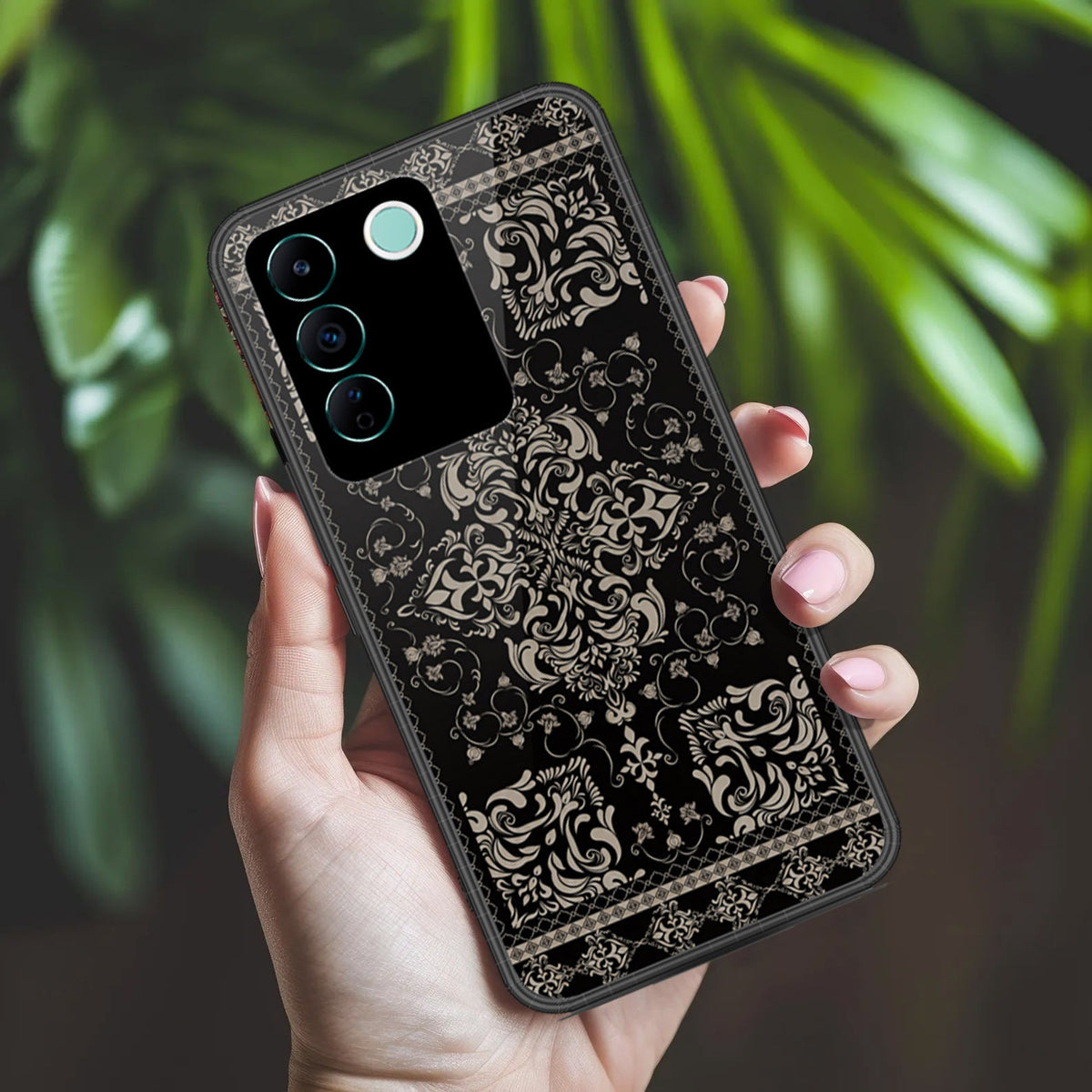 Vivo V27e Cover - ONation Persian Rugs Series 2 - HQ Ultra Shine Premium Infinity Glass Soft Silicon Borders Case