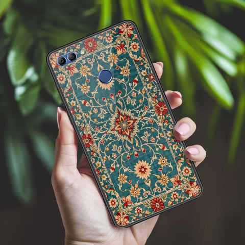 Huawei Y9 2018 Cover - ONation Persian Rugs Series 2 - HQ Ultra Shine Premium Infinity Glass Soft Silicon Borders Case